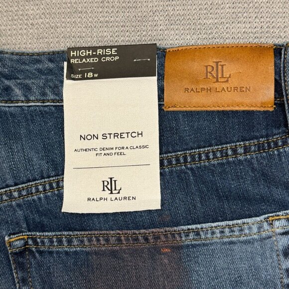 Lauren Ralph Lauren Womens Blue Denim Jeans High Rise Crop Atlas Wash 18W NWT - Picture 6 of 16